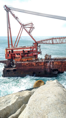 Shipwreck of the BOS 400 in Hout Bay near Cape Town