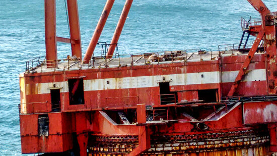 Shipwreck of the BOS 400 in Hout Bay near Cape Town