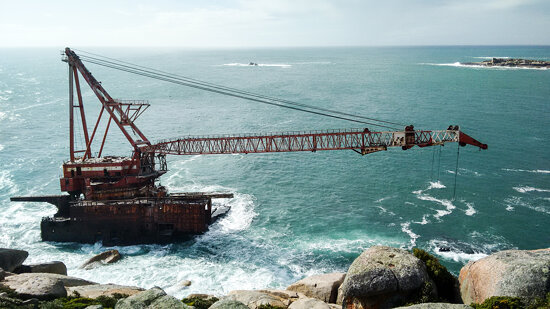 Shipwreck of the BOS 400 in Hout Bay near Cape Town