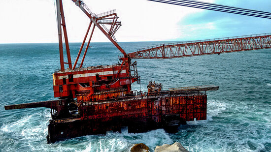 Shipwreck of the BOS 400 in Hout Bay near Cape Town