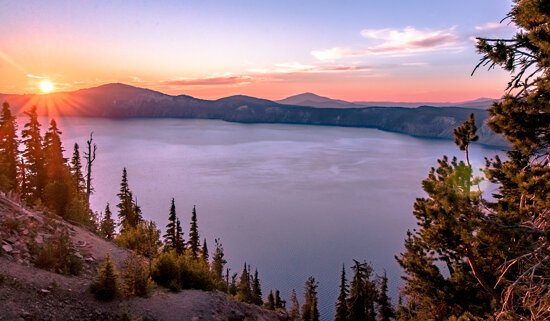 Crater Lake at sunset