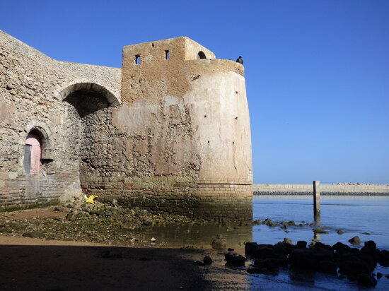 Morocco - El Jadida, Portuguese fortress walls from medina beach