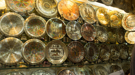 Copper decorative plates in Khan El-Khalili