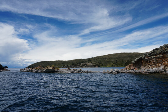 Lake Titicaca at 3,812 meters (12,507 ft) above sea level, Bolivia.