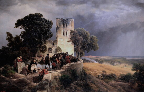 IMG_5138 Carl Friedrich  Lessing. 1808-1880.  L&#039;Eglise assiégée, pendant la guerre de Trente An