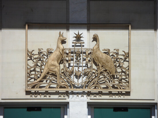 Royal Australian Mint - Commonwealth Coat of Arms - old public entrance