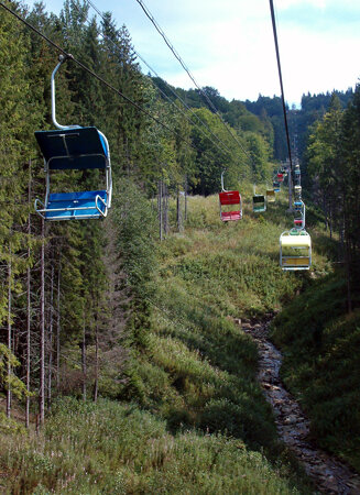 Ski lift to the top of the mountain.